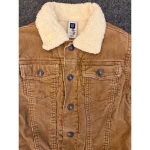 GAP Sherpa-Lined Corduroy Jacket Size 4 Brown Kids Western Cowboy Trucker‎
